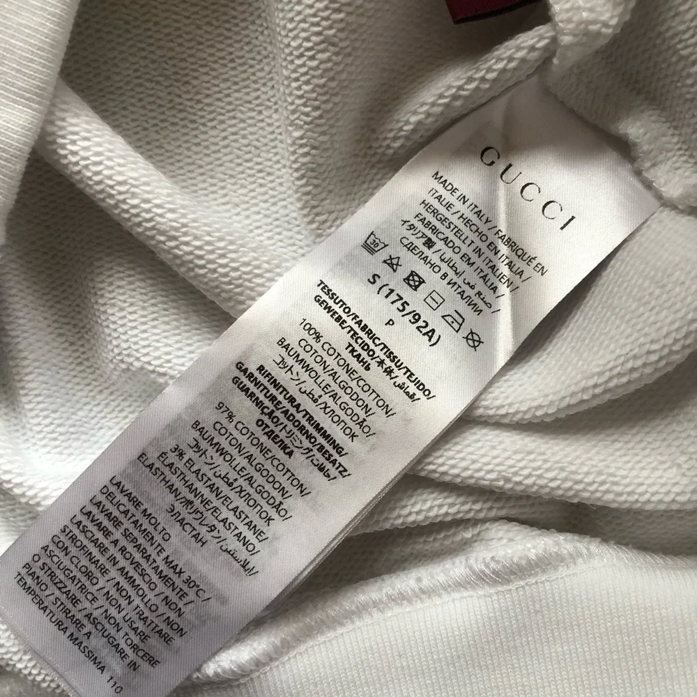 Gucci Logo GG Men’s Size S Felted Cotton Jersey White/Brown Sweatshirt Pullover